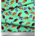 thumbnail image 2 of Soimoi Tissu Crêpe Polyester Imprimé Floral & Poisson Texturé au Mètre 42 Pouces de Large, 2 of 3