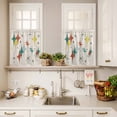 thumbnail image 3 of 3 Piece Kitchen Curtains and Valances Set Green Yellow Diamond Cafe Curtains 36 Inch Length Modern Geometric Middle Century Beige Valance & Tier Curtain for Living Room Bedroom 54"x18"+27"x36"*2, 3 of 6