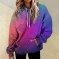 thumbnail image 2 of Stichou Hoodie for Women Tie Dye Gradient Oversized Sweatshirt Plus Size Loose Fit Cute Hoodie Drawstring Fall Pullover with Pocket Light Purple L, 2 of 7