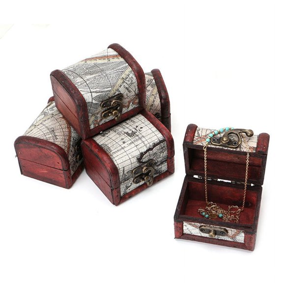 ZPAQI Treasure Box Wooden Jewelry Treasure Box Storage Organizer Vintage Style