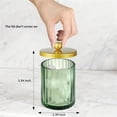thumbnail image 2 of Sage Green Glass Qtip Holder Dispenser, Bathroom Canister Apothecary Jar for Cotton Swabs, Cotton Balls, Round Pads, Floss Picks, Countertop Storage Organizer Container for Vanity,Gold 4 Pack, 2 of 5