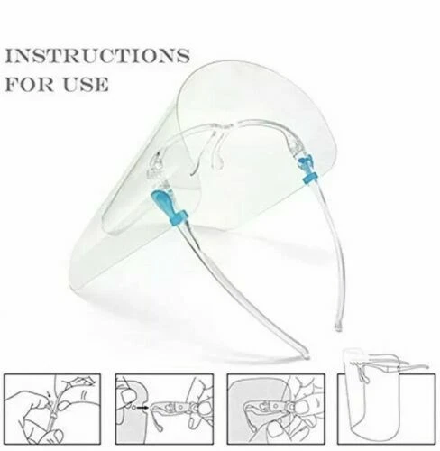 CRESTIN- 10 Pack Face Shield Guard Mask Safety Protection With Glasses Reusable Frame
