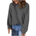 thumbnail image 1 of Timegard Knit Tops for Women Sweaters Turtleneck Long Sleeve Drop Shoulder Solid Color Pullover Fall Winter, 1 of 7