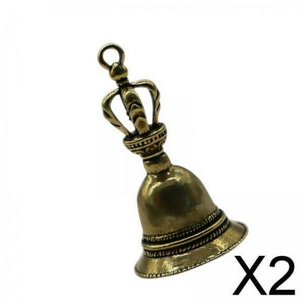 Campana de Llamada de Mano de Latón Shamjiam 2 Piezas Pequeña Campana Decorativa Colgante