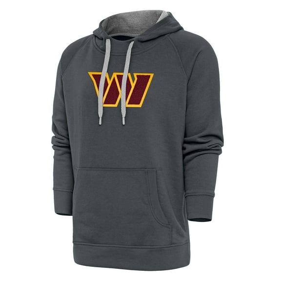 Men's Antigua Charcoal Washington Commanders Victory Chenille Pullover Hoodie