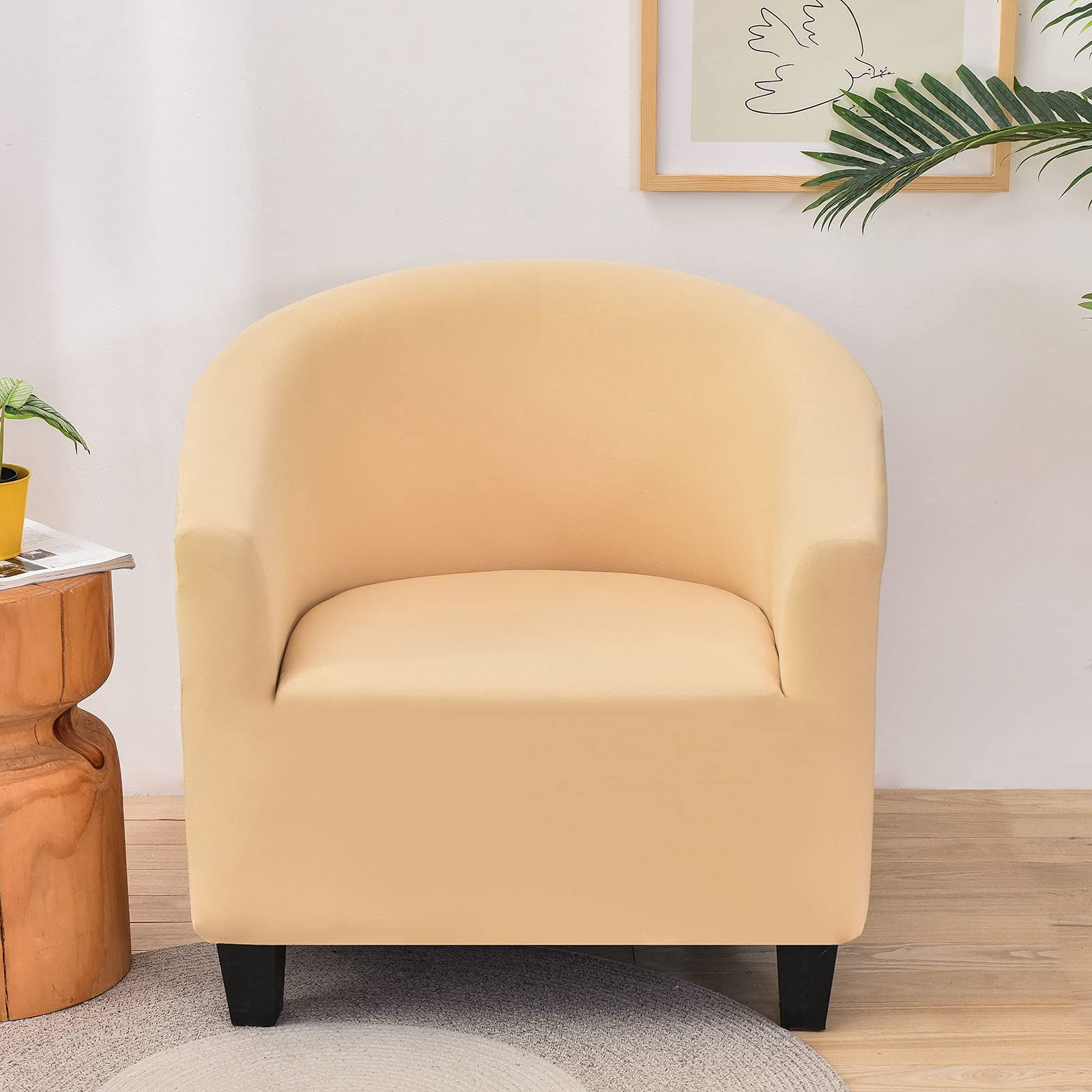 Stretch Club Chair Slipcover, Spandex Tub Chair Cover Non Slip Elastic Club Chair Cover Armchair Chair Slipcovers Sofa Cover Removable Washable for Kids Living Room-Grey Blue-Club Chair
