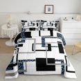 thumbnail image 2 of YST Ensemble de Douillette Mi-Siècle Pleine 7 Pcs pour Adulte Noir Bleu à Rayures Lit Tout-en-un, Ensembles de Literie Modernes à Imprimé Guépard, Ensembles de Lit Réversibles Noir Gris avec Drap Plat et Drap-Housse, Couvre-Oreillers, 2 of 5