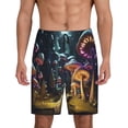 thumbnail image 3 of Lsque Purple Glowing Mushroom Mens Sleep Pajama Shorts,Short Pajama Pants, Cotton Ultra-Soft Knit-X-Large, 3 of 9
