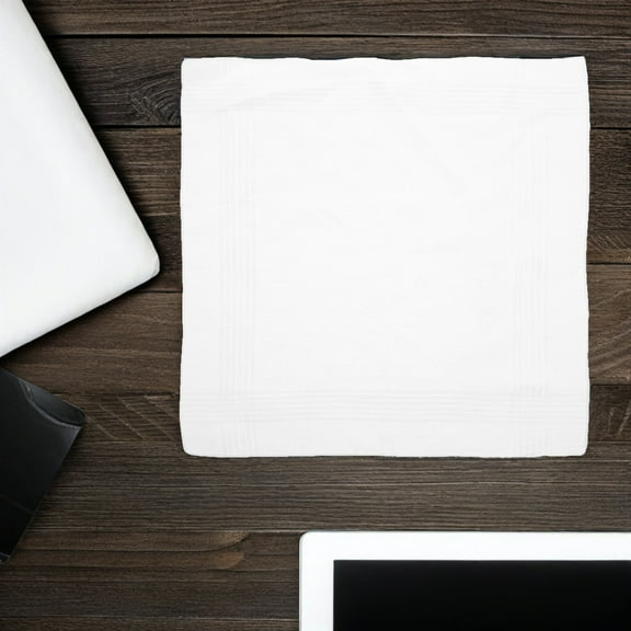 PENIKOKO 18Pcs White Cotton Handkerchiefs for Men Sweat Absorbing Washable Pocket Squares for Home and Travel