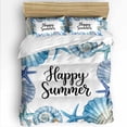 thumbnail image 2 of Happy Summer Twin Duvet Cover Set, Blue Starfish Shell Seashell Oceans Life 4 Piece Microfiber Bedding Set with Zipper Closure, Bed Sheet and 2 Pillow Shams, Soft Bedding Cover, 2 of 9