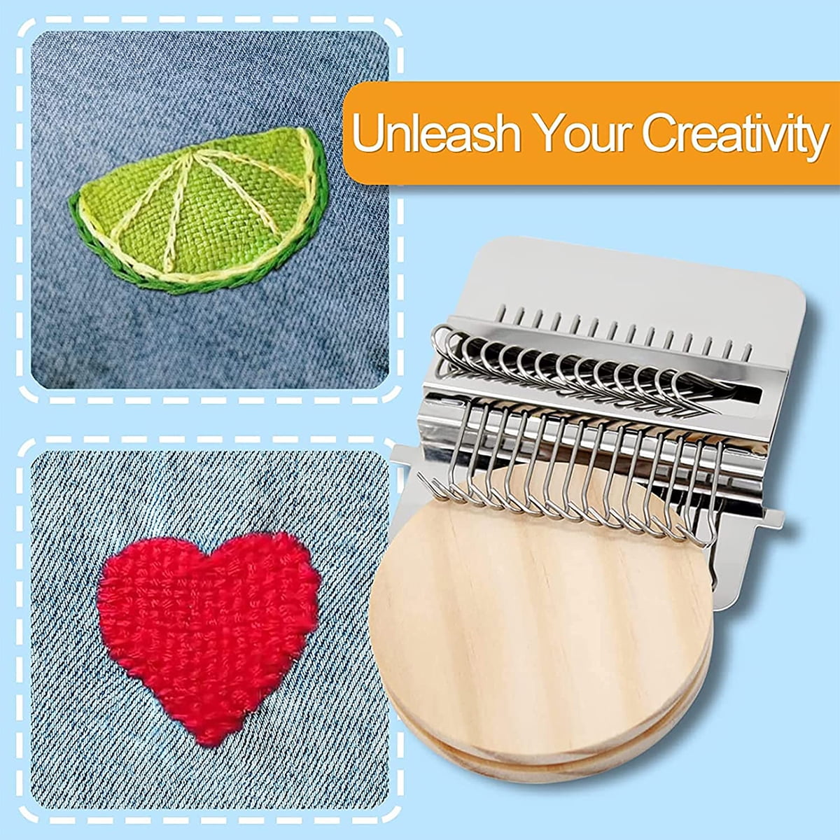 Vensio Speedweve Type Mini Darning Loom Kit 14-Hook Small Weaving Machine with 9 Needles for Repairing Jeans Socks