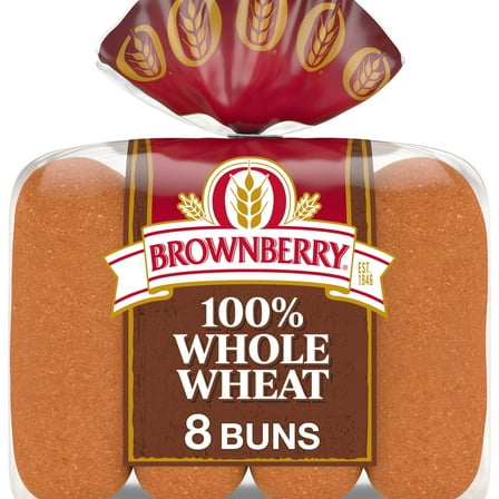 Brownberry 100% Whole Wheat Hot Dog Buns, 8 count, Hot Dog Buns, 16 oz Bag
