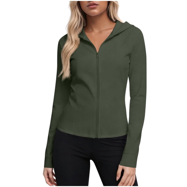 Camisetas de Cuello de Manga Larga para las Mujeres con Cremallera Frontal con Cintura Cinqueada Upf Protección Solar, Camisetas de Manga Larga para las Mujeres
