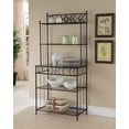 thumbnail image 1 of Mason 5 Tier Free Standing Kitchen Bakers Rack, Black Metal Frame & Marble Wood Center Shelf, Transitional, 1 of 6
