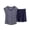 Navy B, variant on WRKEKC Summer Pajama Set for Women Soft Striped Knit Round Neck Short Sleeve and Shorts Set Casual Sleepwear for Summer