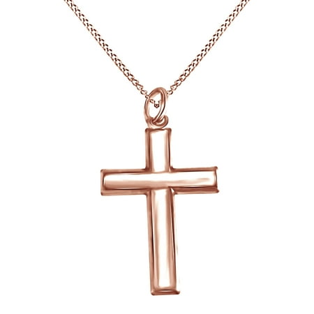 14k cross gold sterling pendant necklace mens rose silver