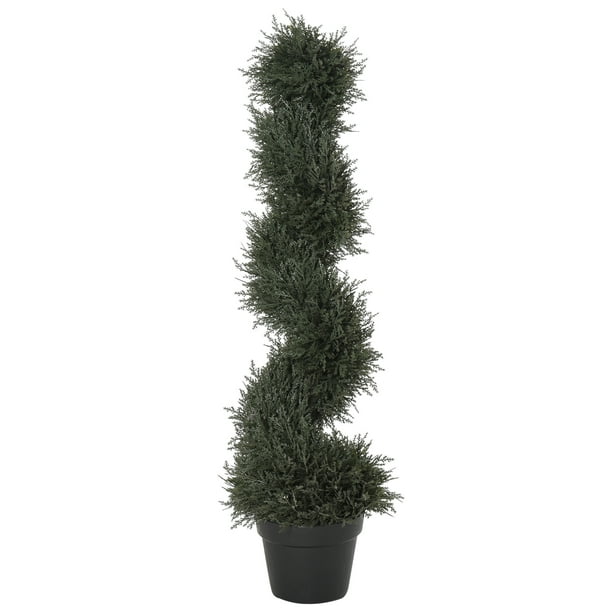 Outsunny 3 Feet Topiary Trees Artificial Faux Fakes Spiral Plant Green
