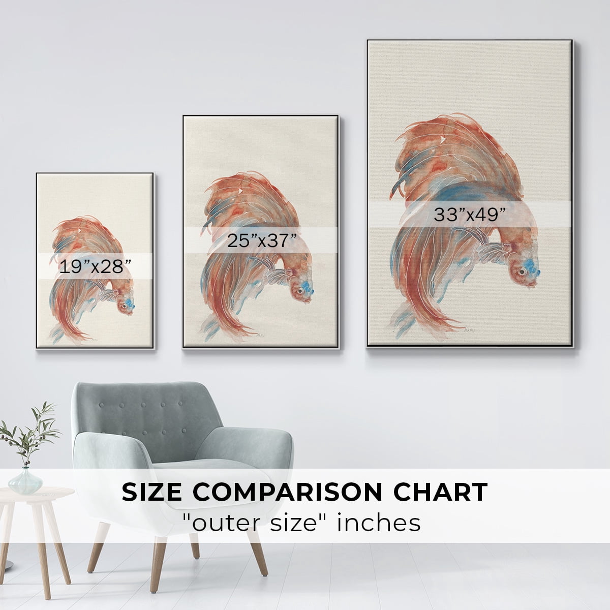 Betta III Framed Premium Gallery Wrapped Canvas - Ready to Hang - 17 x 25 - White Floating Frame