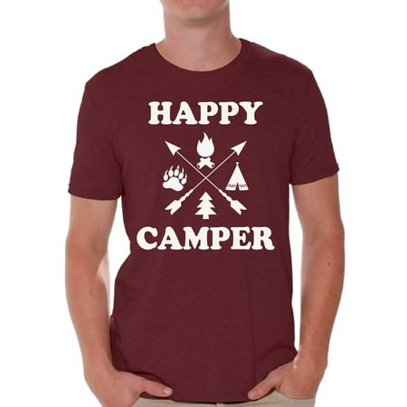 Awkward Styles Happy Mens Shirt Happy Camper Men's T Shirt Cute Camping Clothes for Him Happy Camper Shirt for Boyfriend Camping Lovers Gifts Camper T Shirt for Dad Happy Camper Shirt for