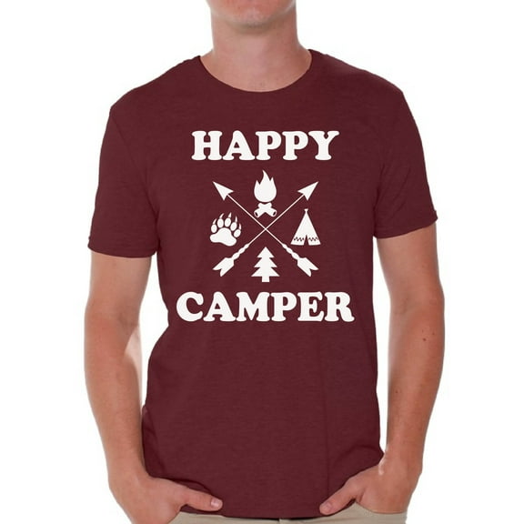 Awkward Styles Happy Mens Shirt Happy Camper Men's T Shirt Cute Camping Clothes for Him Happy Camper Shirt for Boyfriend Camping Lovers Gifts Camper T Shirt for Dad Happy Camper Shirt for Men