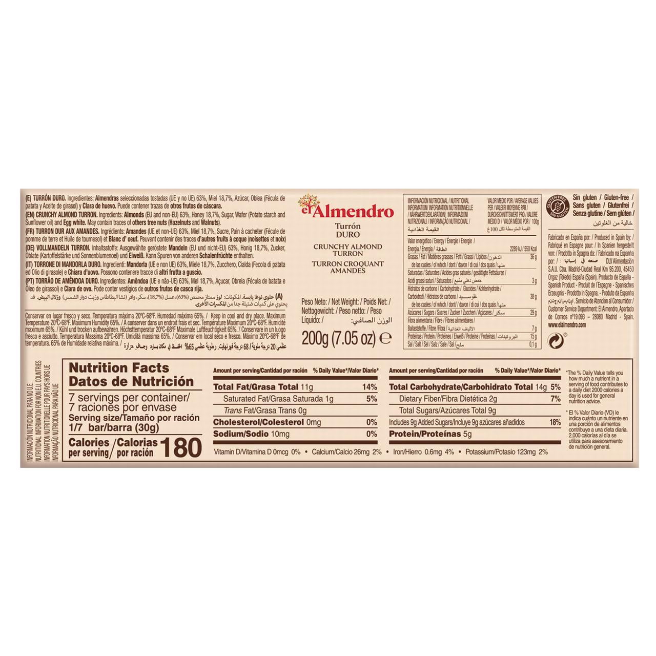 El Almendro Crunchy Almond Turron, 7.05 oz