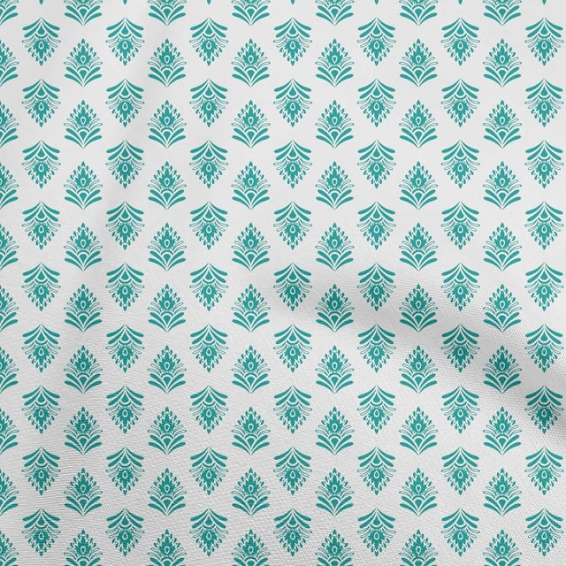 oneOone Viscose Jersey Turquoise Green Fabric Asian Block Sewing Craft Projects Fabric Prints By Yard 60 Inch Wide