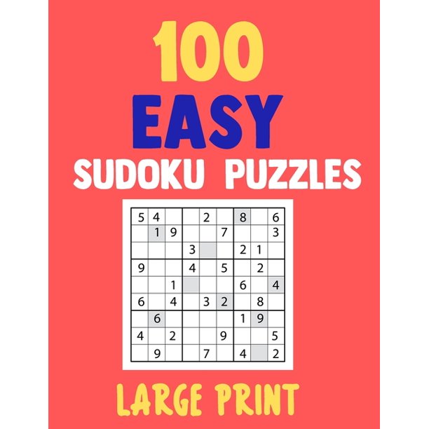 100 easy sudoku puzzles large print 8 5 x 11 brain training for adults seniors and kids walmart com
