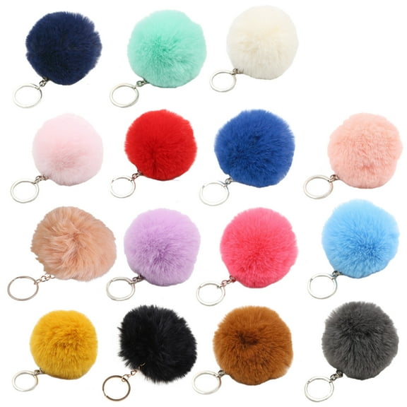 UNTERING Keychain 3 Inch Plush Keychain Faux Pompoms Pendant Charm for Key for Women Girls Jewelry Bag Access