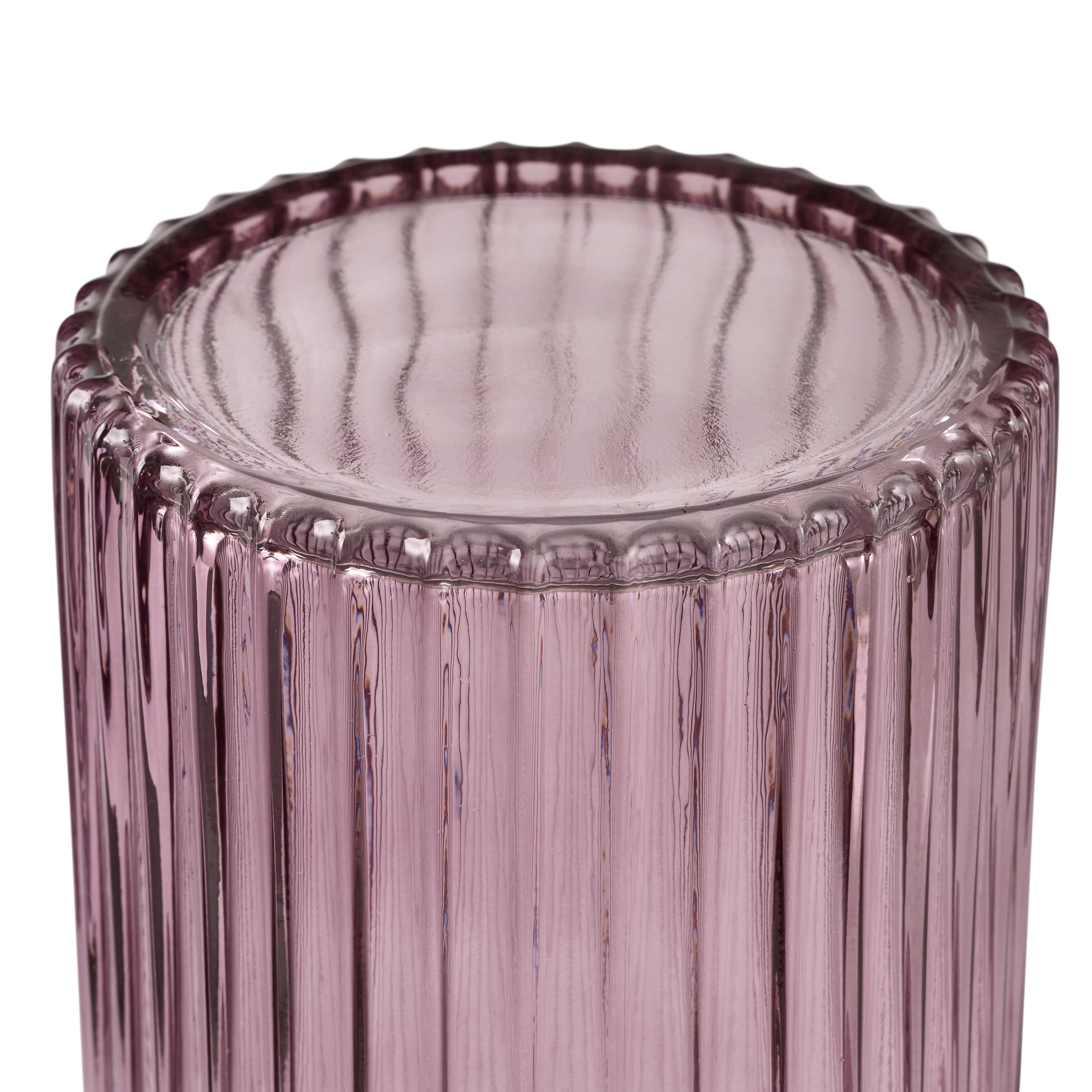 Better Homes & Gardens 9.8" Pink Ribbed Cylinder Glass Vase
