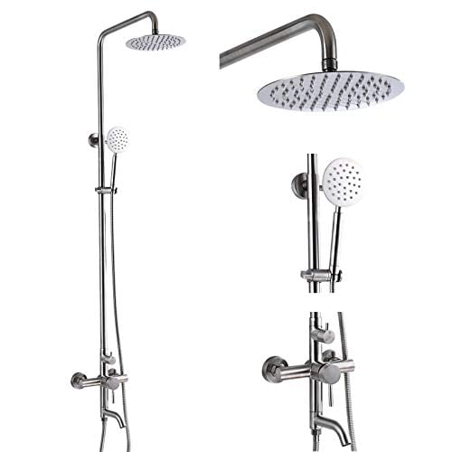 Black Bathroom 8" Rainfall Head&Hand spray Faucet Shower Set Wall Mounted 