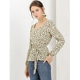 thumbnail image 3 of INSPIRE CHIC Blouse à Manches Longues Florale à Encolure Carrée avec Ceinture pour Femmes, 3 of 6