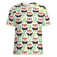 thumbnail image 5 of Cute Panda Leaf Print Womens Tops Women's Fashion Casual Short Sleeve Flower Print Round Neck Pullover Top Blouse, 5 of 7