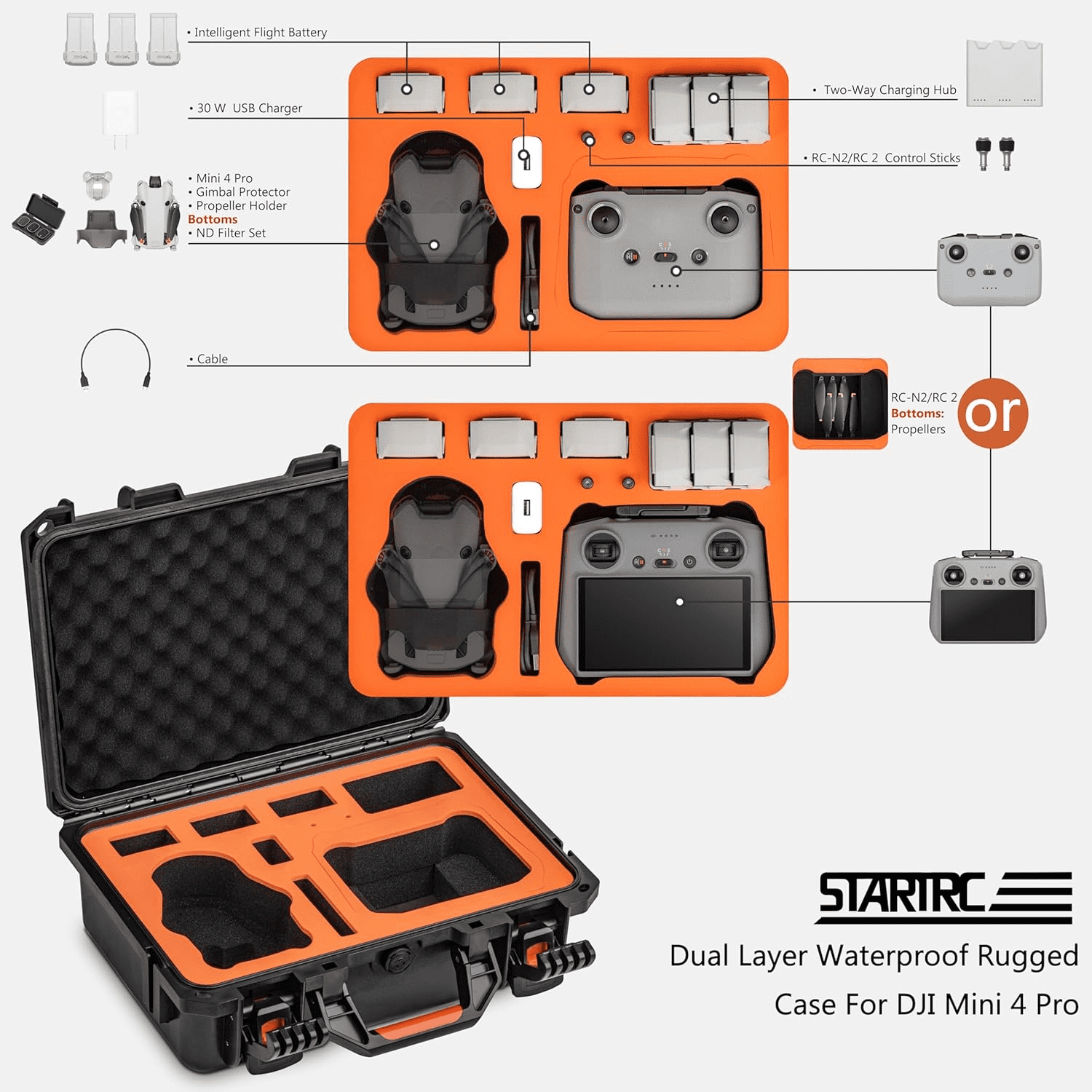 STARTRC PHOTO Hard Shell Travel Case for DJI Mini 4 Pro & RC 2/RC