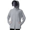 thumbnail image 2 of Domuza Upf 50+ Sun Hoodie Shirts Women with Brim and Mask Long Sleeve Solid T Shirts Summer Fashion Uv Protection Ice Silk Sunscreen Blouses Gray One Size, 2 of 3