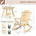 thumbnail image 5 of 3-Piece Outdoor Wood Rocking Bistro Set, Adirondack Rocker Chair Set with 2 Rockers and 1 Coffee Table, Patio Wooden Conversation Set for Garden, High Fanned Back & Slatted Seat, Natural, 5 of 7