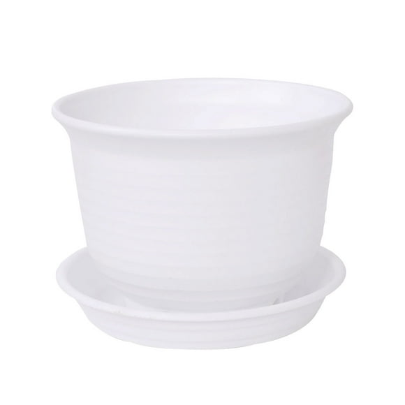 Plastic Drainage Holes Flower Plant Pot Tray Holder Container White Pale Green