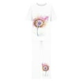 thumbnail image 4 of Atogsazn Two Piece Sets for Women Casual Summer Printed Round Neck Short Sleeve Tops And Wide-Leg Pants Suit White XXXXL, 4 of 5
