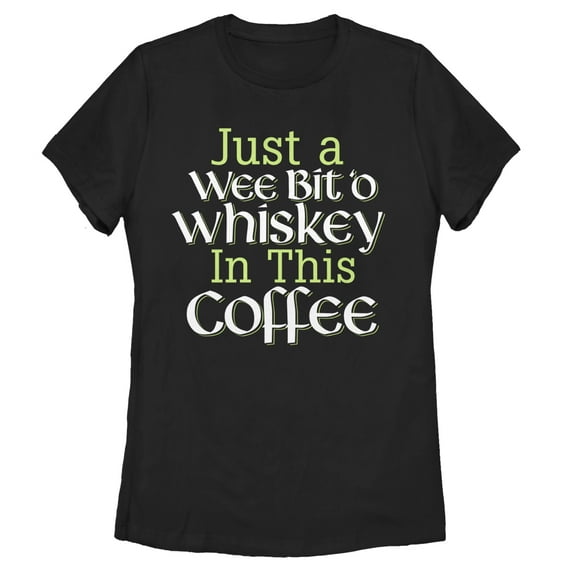 Women's Lost Gods St. Patrick's Day Wee Bit O'Whiskey  Graphic Tee Black Large