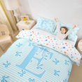 thumbnail image 3 of Manfei Kawaii Bow Personalized Initial E Twin Bedding for Girls,Blue Geometric Stripes Duvet Cover Set for Kids Teens,Microfiber Bedroom Decor,2pcs,No Comforter, 3 of 6