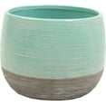 thumbnail image 1 of Glossy Aqua And Matte Gray Planter, 1 of 1