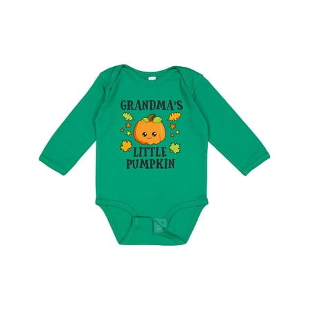 

Inktastic Grandmas Little Pumpkin with Leaves and Stars Gift Baby Boy or Baby Girl Long Sleeve Bodysuit