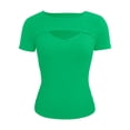 thumbnail image 6 of T Shirts for Women 2026 Summer Short Sleeve Crewneck Hollow out Ribbed Slim Fit Casual Tshirt, 6 of 6