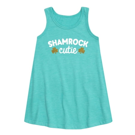 

Instant Message - St. Patrick s Day - Shamrock Cuties with Sparkle Shamrocks - Toddler and Youth Girls A-line Dress