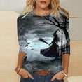 thumbnail image 2 of YABCSAZ Womens Tops 3/4 Sleeve Festival Funny Print Crewneck Neck Tops Casual Loose Fit Blouses Fall Trendy Outfits for Festival Celebrations, 2 of 4