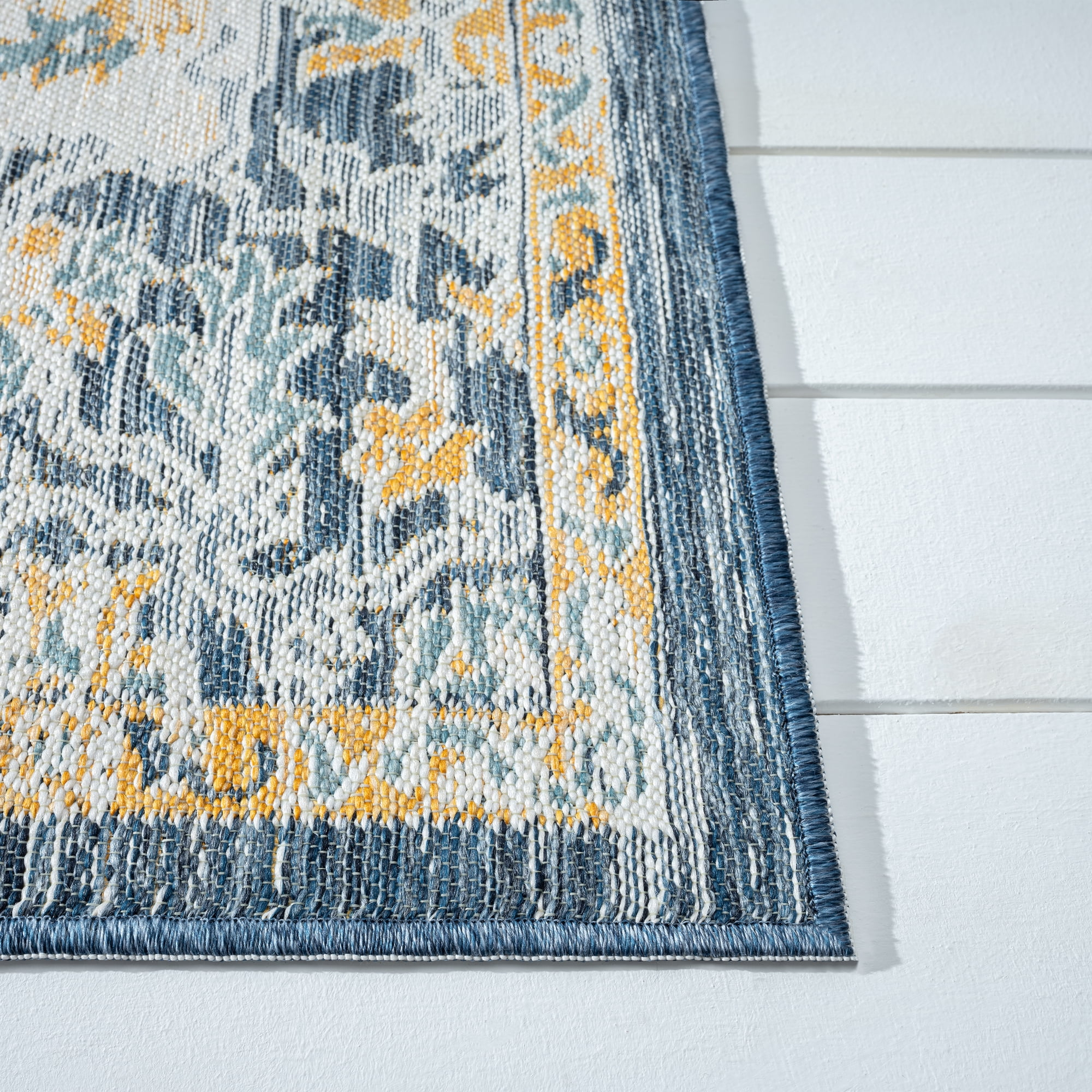 Ox Bay Cara 5'3" x 7' Blue/Orange Medallion Indoor/Outdoor Reversible Area Rug