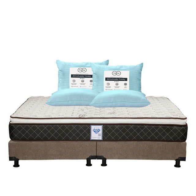 Colchón King Size Minesota Spring Air + Box + 2 Almohadas Trinity