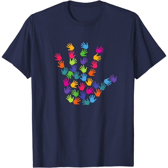 Colorful Human Hands Palms Showing Waving Hands Help Hand T-Shirt