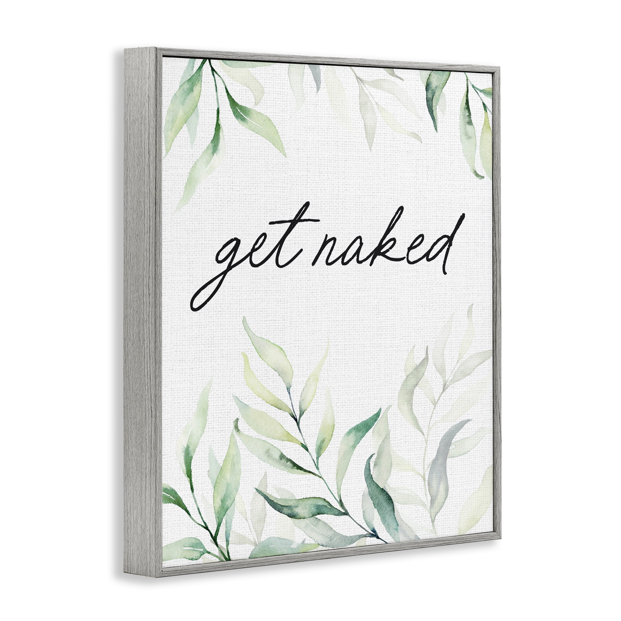 Get Naked Bathroom Herbs Gray Framed Giclee Art, design by Lettered and Lined