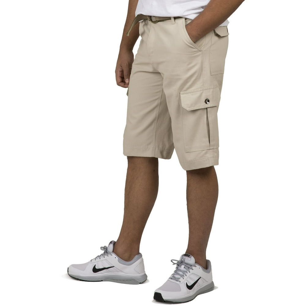 Vibes Vibes Men's Heavy Canvas Cargo Shorts with Stripe Belt 13