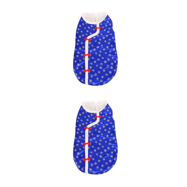 Methold Ropa para mascotas Cómodo traje Tang Algodón Estilo tradicional chino Chaleco Ropa para mascotas Disfraces de animales Abrigos de moda Azul M Type1 NO1 Methold CBP187977